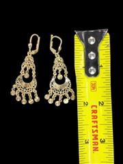 14K Yellow Gold YG 4.38g Dangle Ornate Gold Earrings